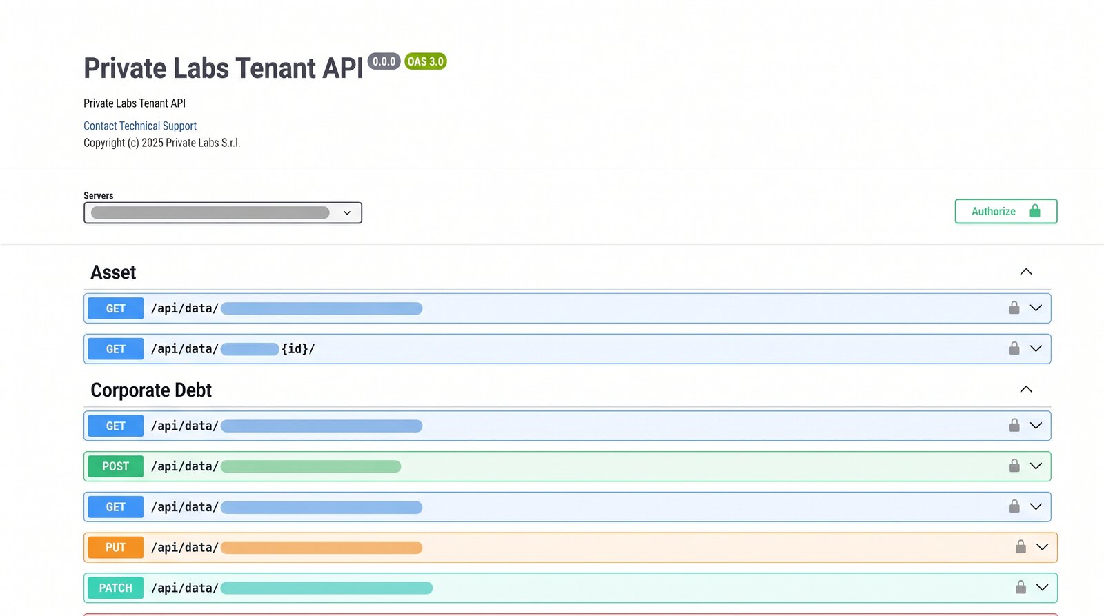 Private Labs Tenant API reference (OpenAPI)