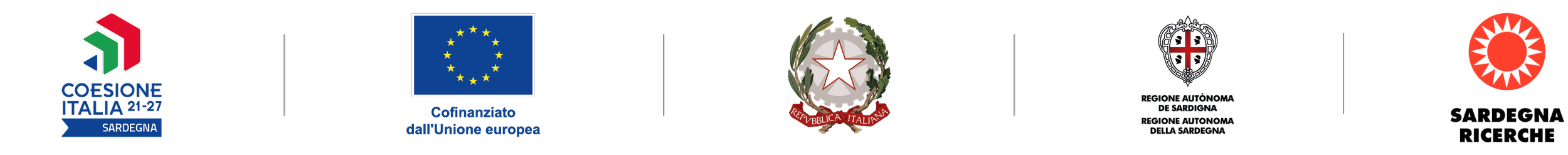 Coesione Italia 21–27 · Cofinanziato dall'Unione europea · Repubblica Italiana · Regione Autonoma della Sardegna · Sardegna Ricerche